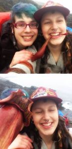 This is Kale with their partner, and a pitcher plant. Kale is the one wearing the hat.